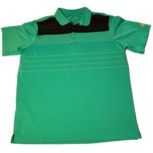 Antigua Teal and Black Stripe Golf Polo Shirt Barefoot Resort & Golf Men Size XL
